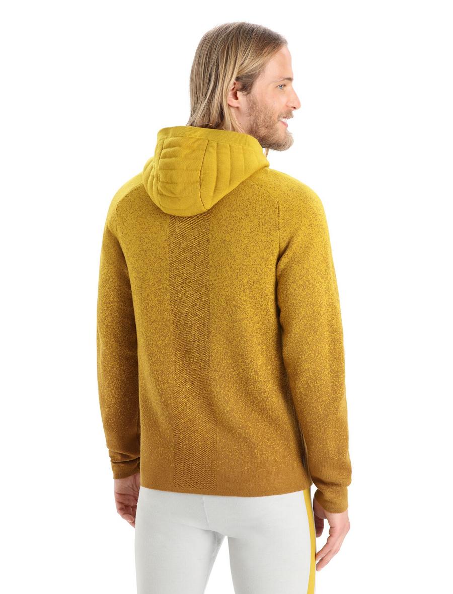 Clove / Silent Gold Icebreaker ZoneKnit™ Merino Insulated Long Sleeve Zip Into the Deep Men's Hoodie | AU 1259TCEV